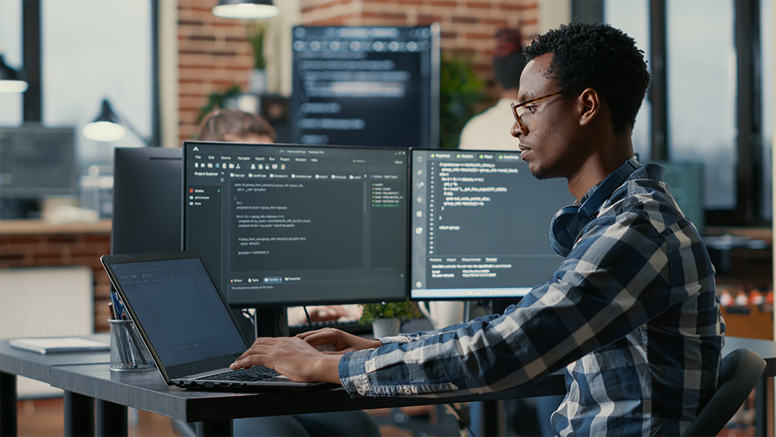 A small business team using an AI coding assistant to build an application.