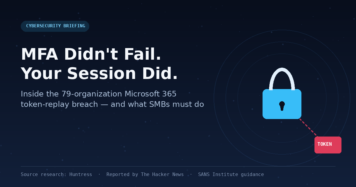 Illustration representing stolen login session tokens bypassing multi-factor authentication on a laptop screen.